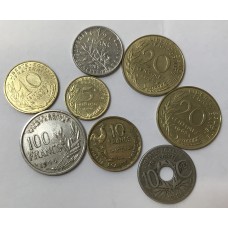 FRANCE 1936 - 1989 . 1/2  HALF - ONE HUNDRED 100  FRANCS COINS . SOME KEY DATES